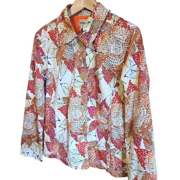 Chico's Floral Sequin Embellished Jacket Multicolor Women's Size 1 (Medium/8) - Picture 2 of 10